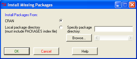 select CRAN for package repository